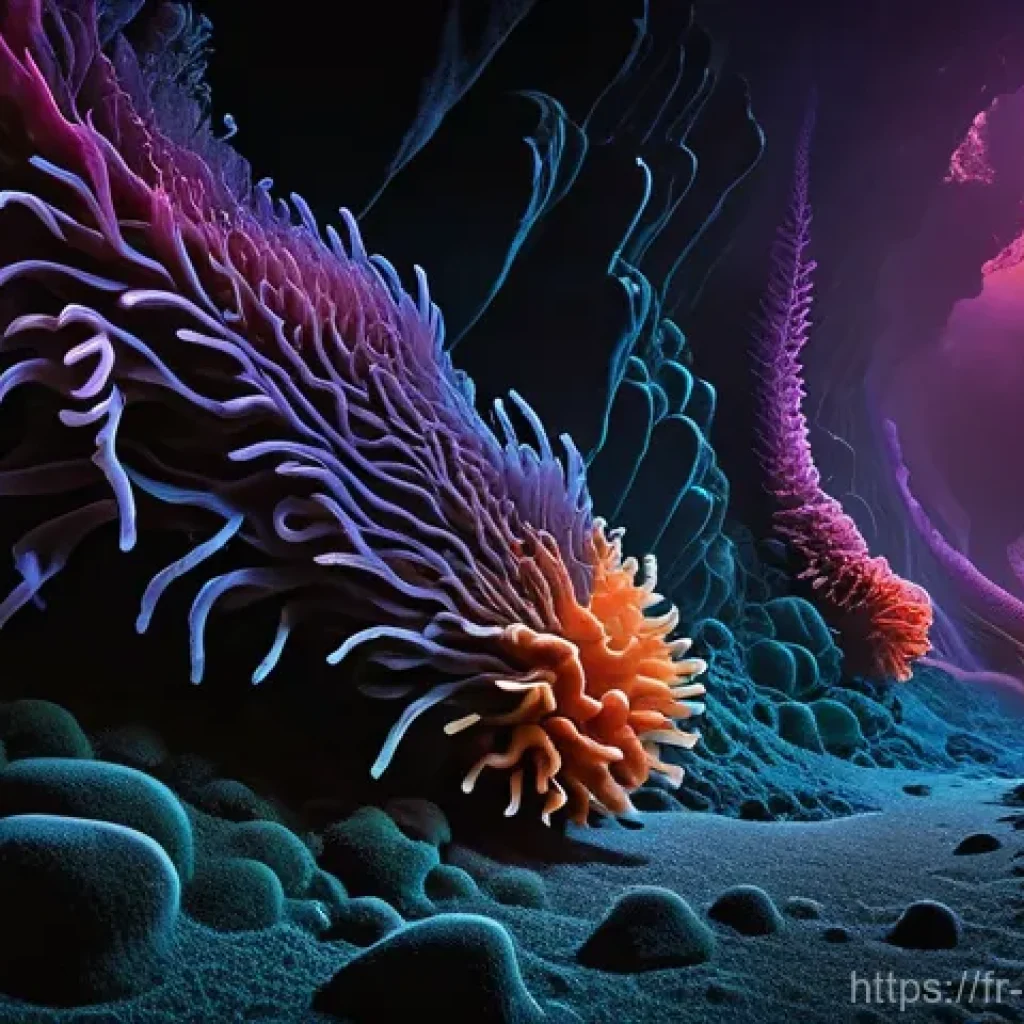 고세균 및 극한환경 미생물 연구 - **Prompt:** A breathtaking, high-resolution shot of a deep-sea hydrothermal vent ecosystem. The scen...