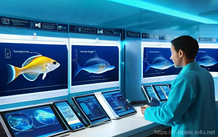 해양 바이오 연구 - Here are three distinct image prompts: