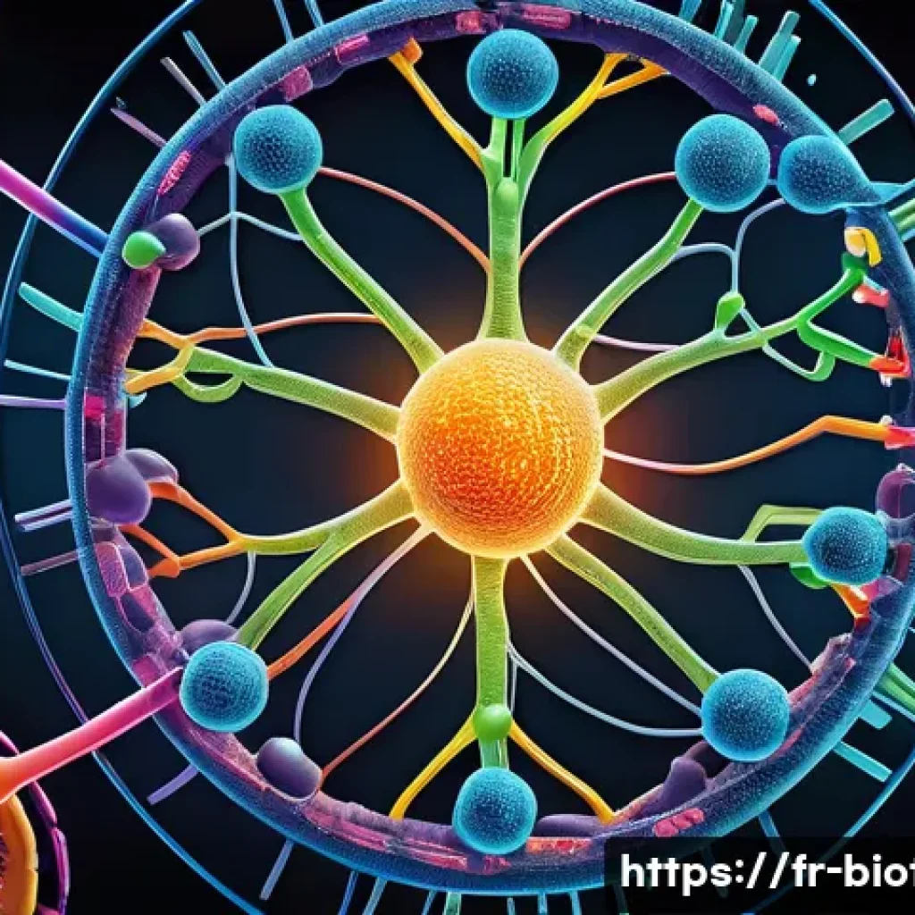 대사경로 조작 기술 - A highly detailed scientific illustration of a complex cellular metabolic network inside a human cel...