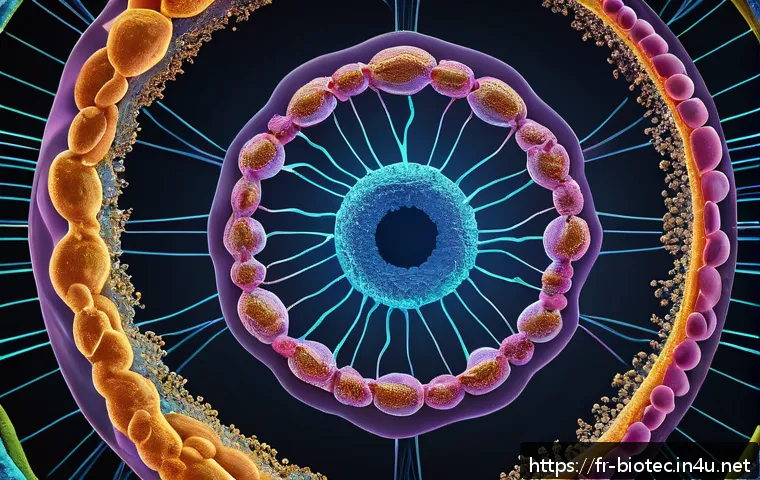 세포 주기 조절 기작 - A highly detailed scientific illustration of the cell cycle, showing key proteins such as cyclins an...
